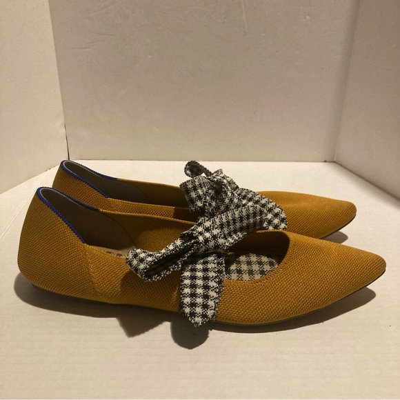 Rothy's Womens The Mary Jane Golden Stretch Knit/Gingham Ballet Flats SZ 10.5 - Picture 3 of 9